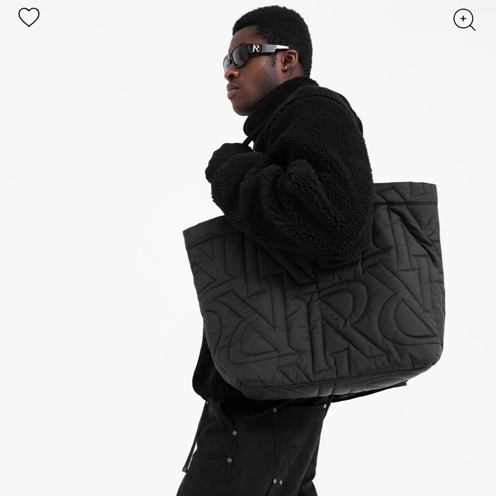 Represent INITIAL QUILTED TOTE BAG - BLACK